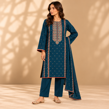 Embroidered Karandi Stitched 2-Piece | WKS-20