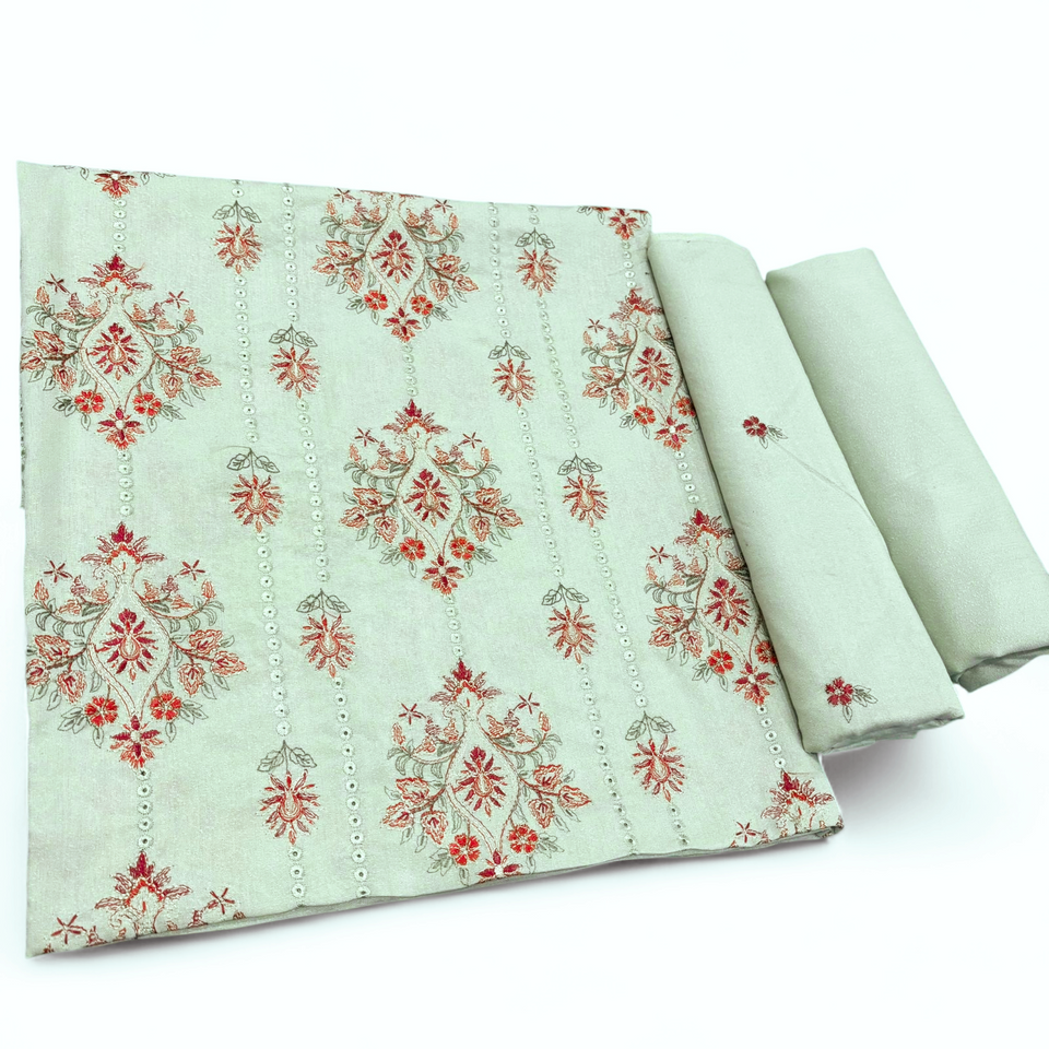 Mint Green unstitched Karandi embroidered 2-piece suit WKU-918 by TANIAZE — shirt and trouser