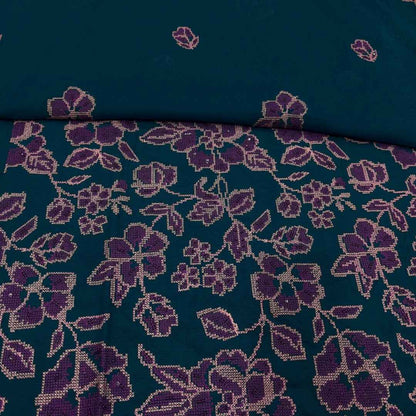 Teal Blue women's unstitched Karandi embroidered 3-piece suit TZAJ-201 by TANIAZE