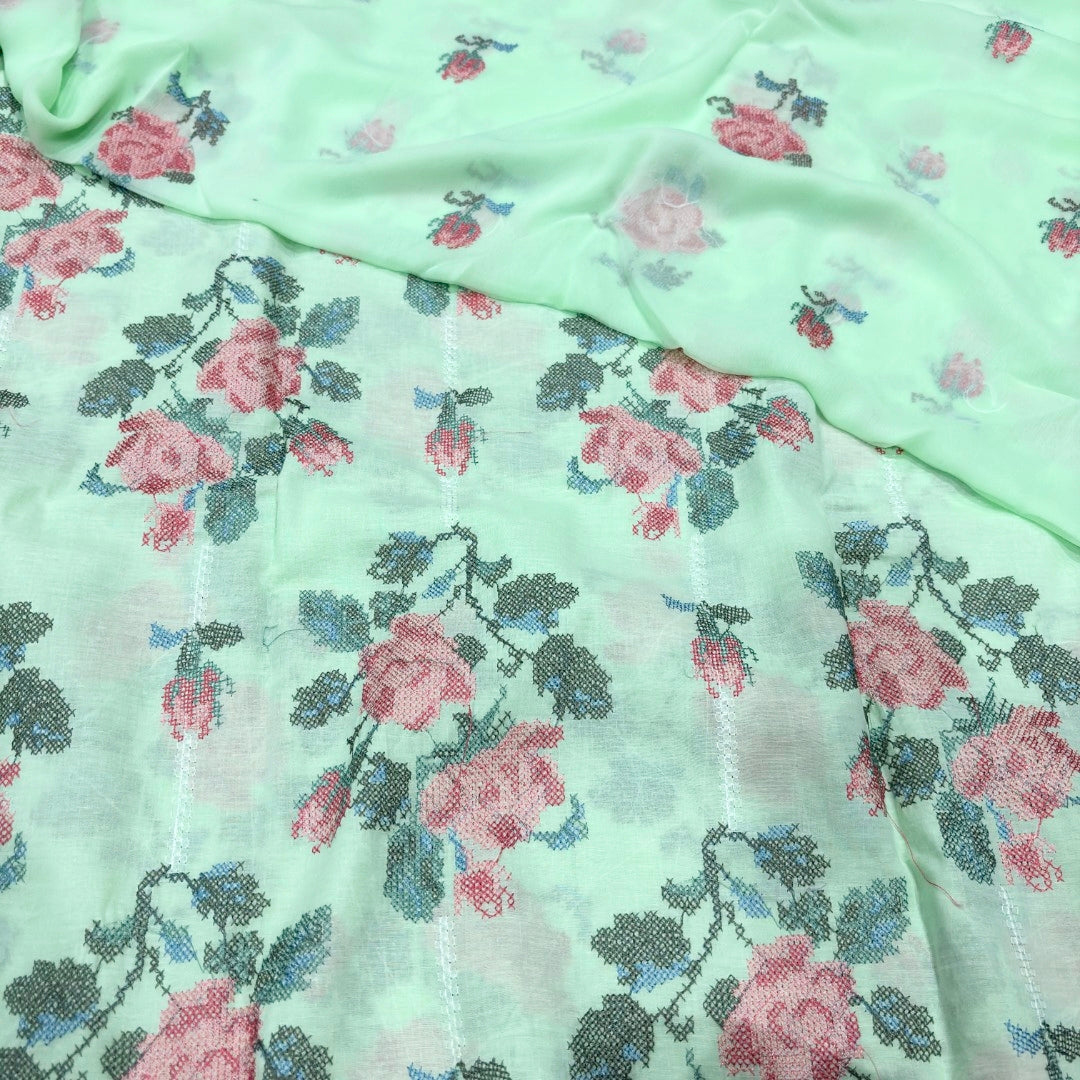 LAWN EMBROIDERED 3PC CHIFFON DOPATTA