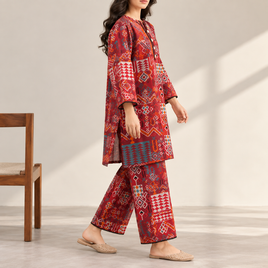 Printed Khaddar Stitched 2-Piece Suit | Style 04