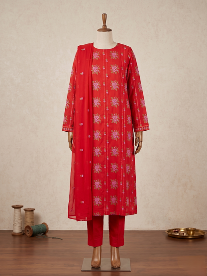 LAWN EMBROIDERED 3PC CHIFFON DOPATTA