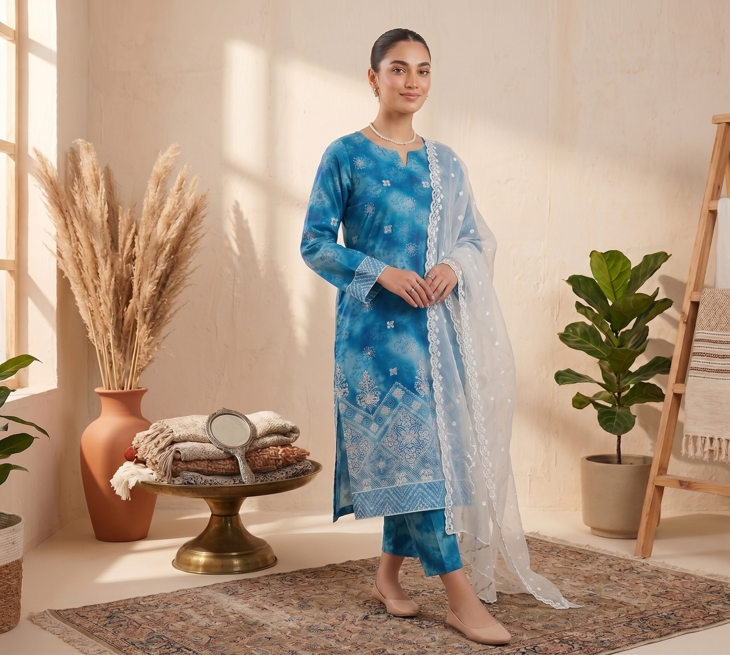 3 PIECE - LUXURY CHICKENKARI LAWN SUIT SCV2-232