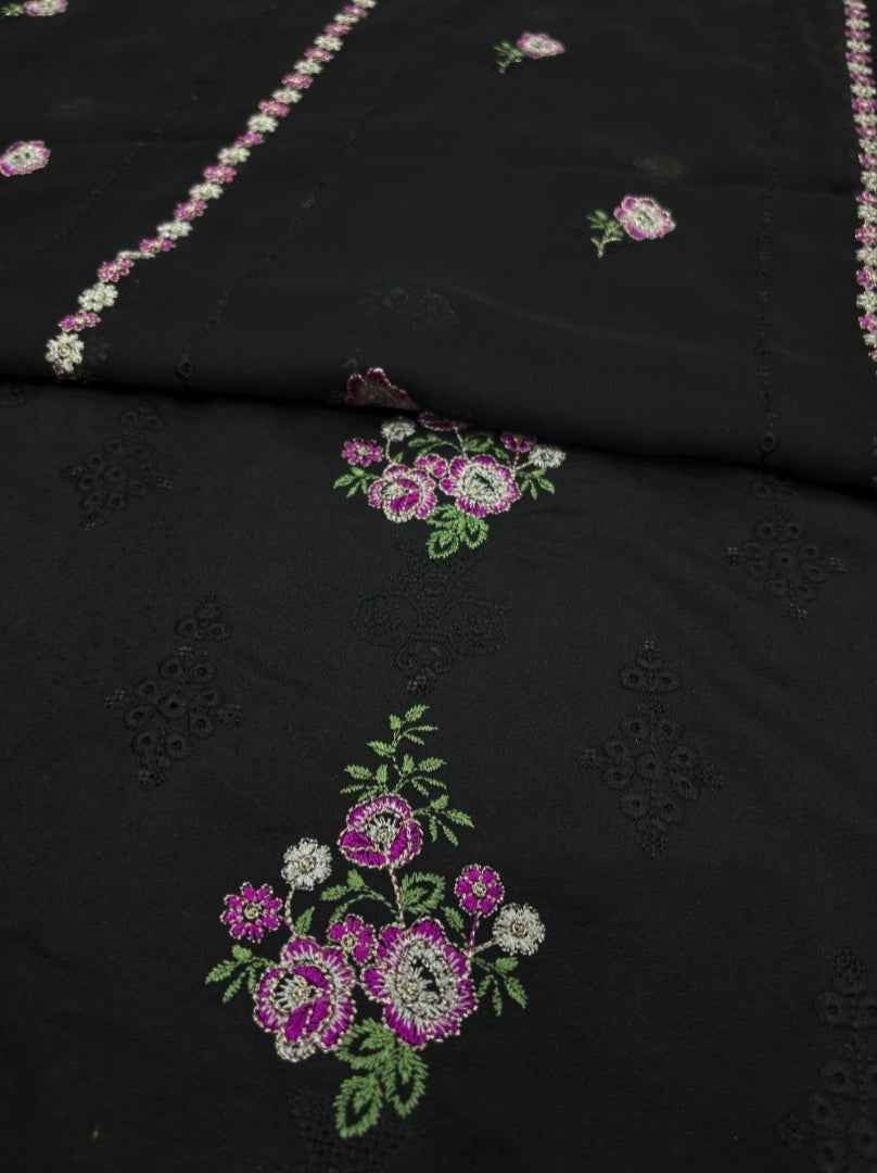 Black women's unstitched Karandi embroidered 3-piece suit TZAJ-202 by TANIAZE