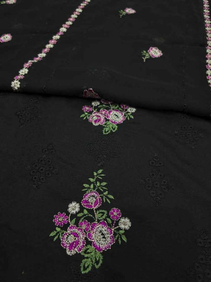Black women's unstitched Karandi embroidered 3-piece suit TZAJ-202 by TANIAZE