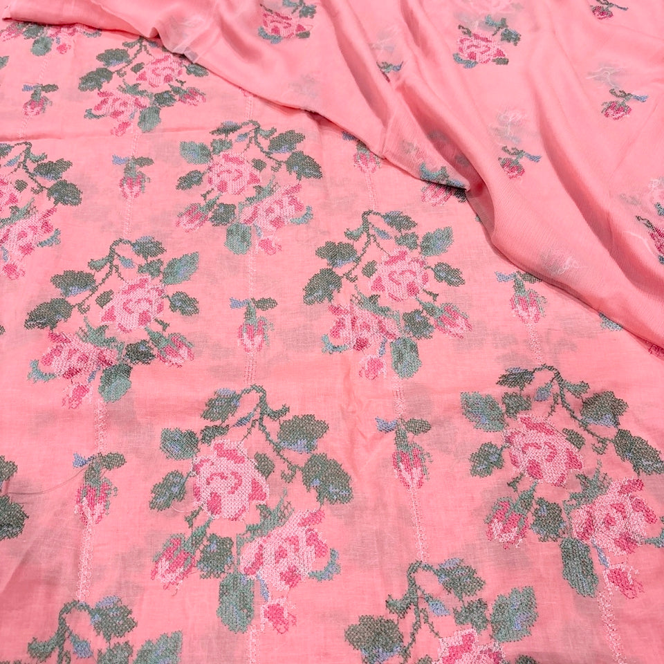 Lawn Embroidered 3-Piece Suit Chiffon Dupatta – Image 1 | TANIAZE