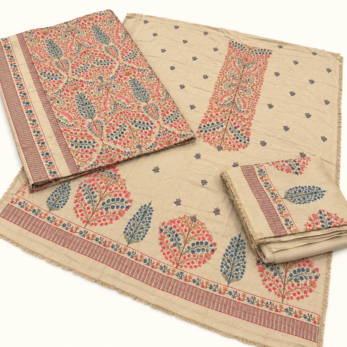 Bareeze karandi embroidered Shawl set 3pc