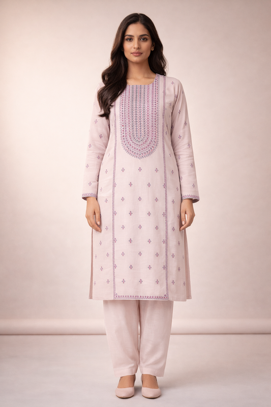 2 PIECE - EMBROIDERED LAWN SUIT SCV1-1519