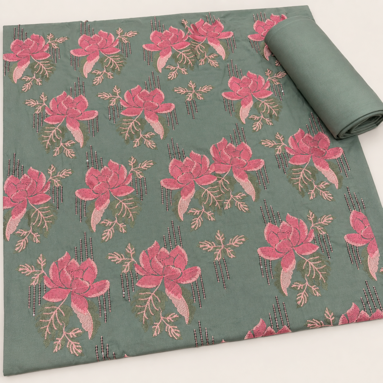 Bareeze stone linen embroidered 2pc