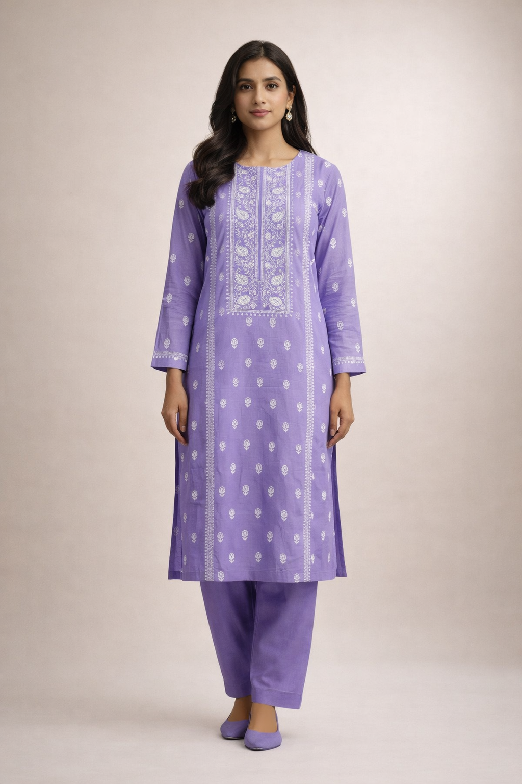 2 PIECE - EMBROIDERED LAWN SUIT SCV1-1532
