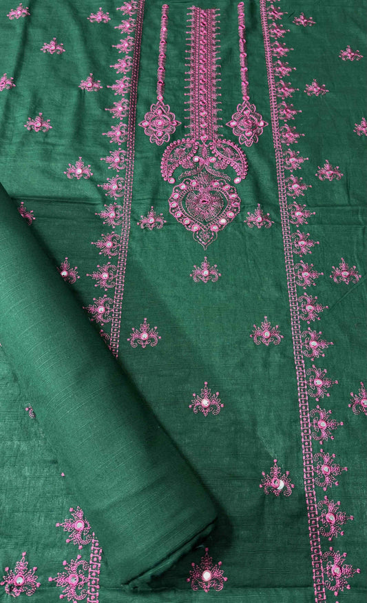 Emerald Green Khaddar Embroidered 2-Piece Suit – Design 195 – Image 1 | TANIAZE