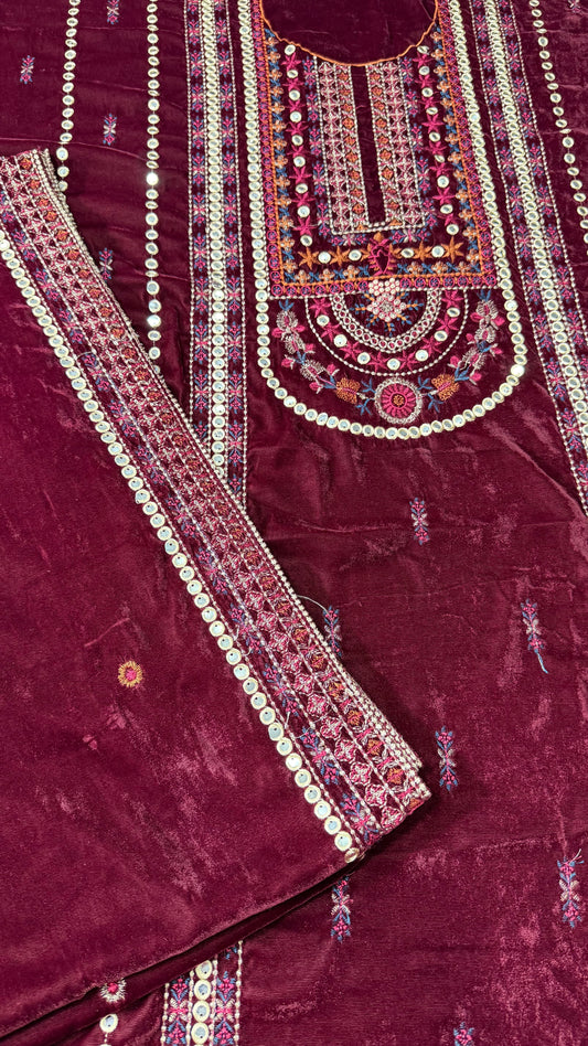 VELVET EMBROIDERED 3-PIECE TZAJ-255
