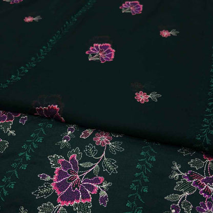 Bottle Green women's unstitched Karandi embroidered 3-piece suit TZAJ-191 by TANIAZE