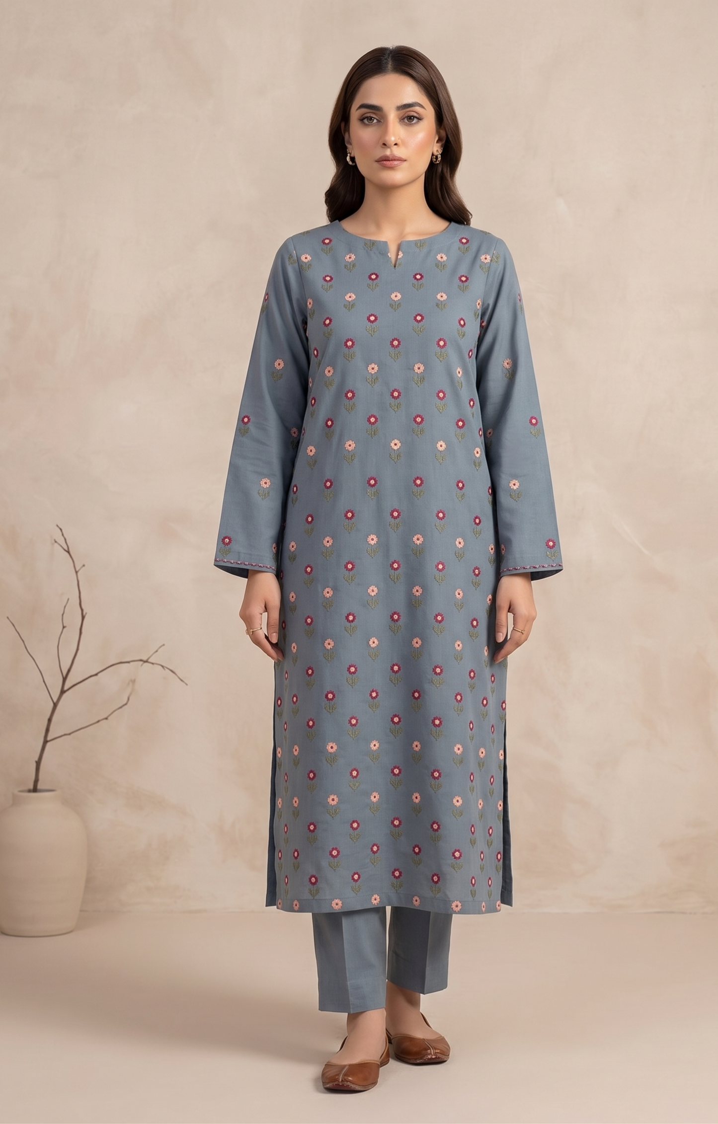 2 PIECE - EMBROIDERED LAWN SUIT SCV1-1815