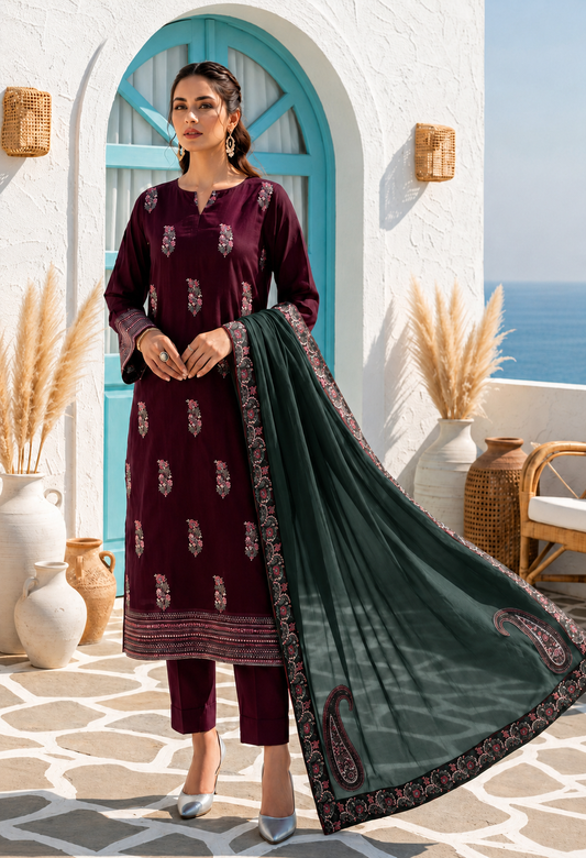 BATIK LUXURY LAWN 3PC CHIFFON DOPATTA