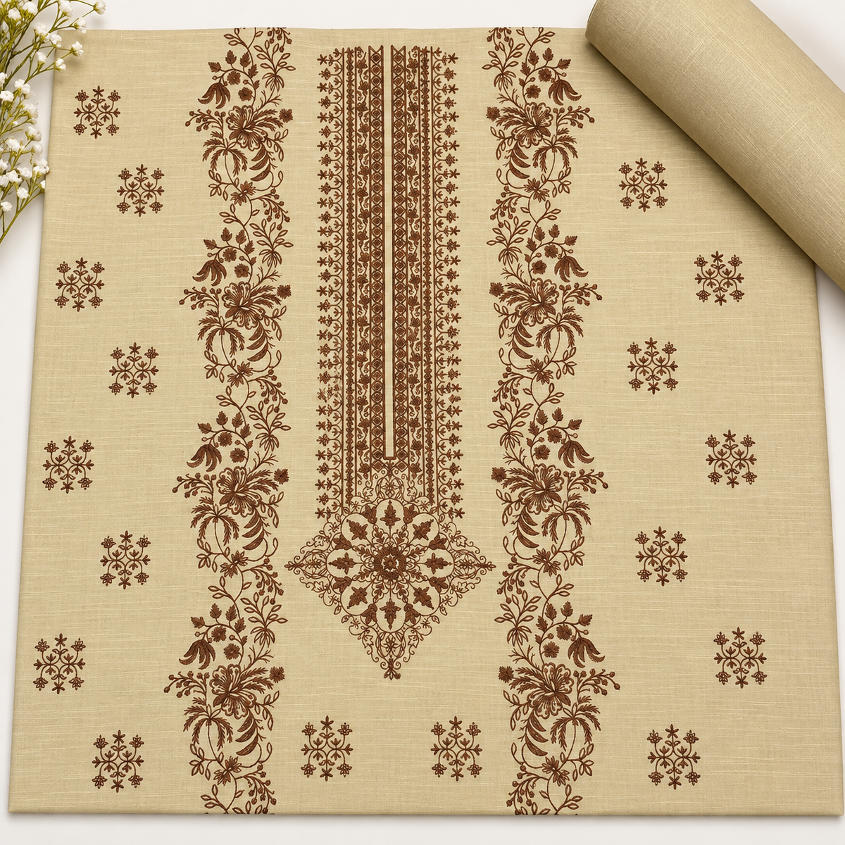Cream Khaddar Embroidered 2-Piece Suit – Design 310