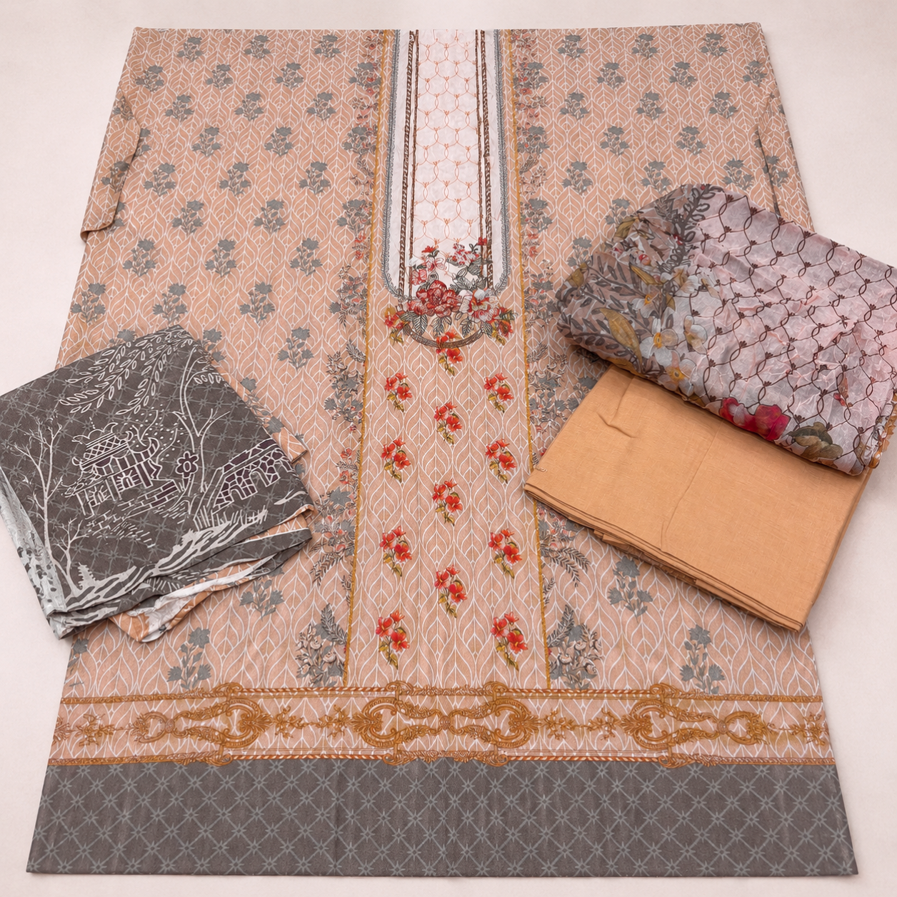 Bareeze lawn embroidered 3pc