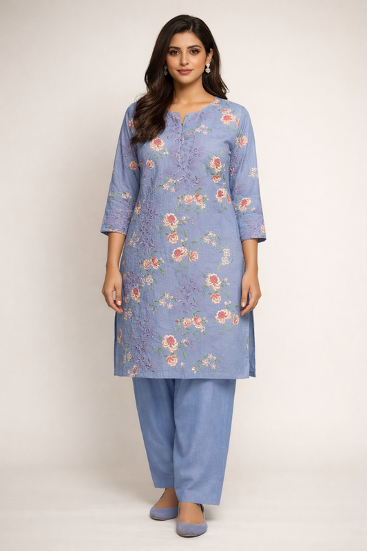 2 PIECE - EMBROIDERED LAWN SUIT SCV1-1544