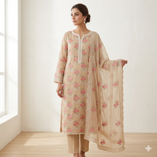 LAWN EMBROIDERED 3PC CHIFFON DOPATTA