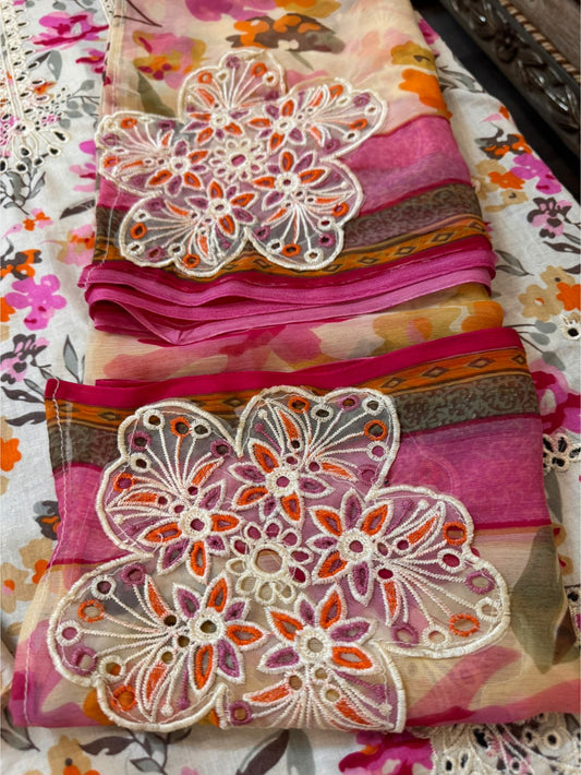 CRIMSON 3PC CHIFFON DOPATTA