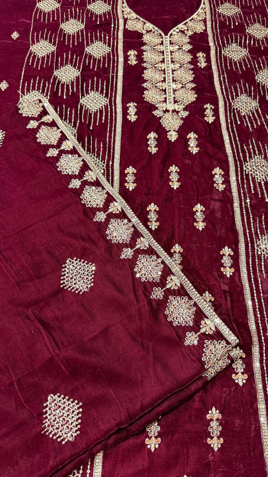 VELVET EMBROIDERED 3-PIECE TZAJ-269