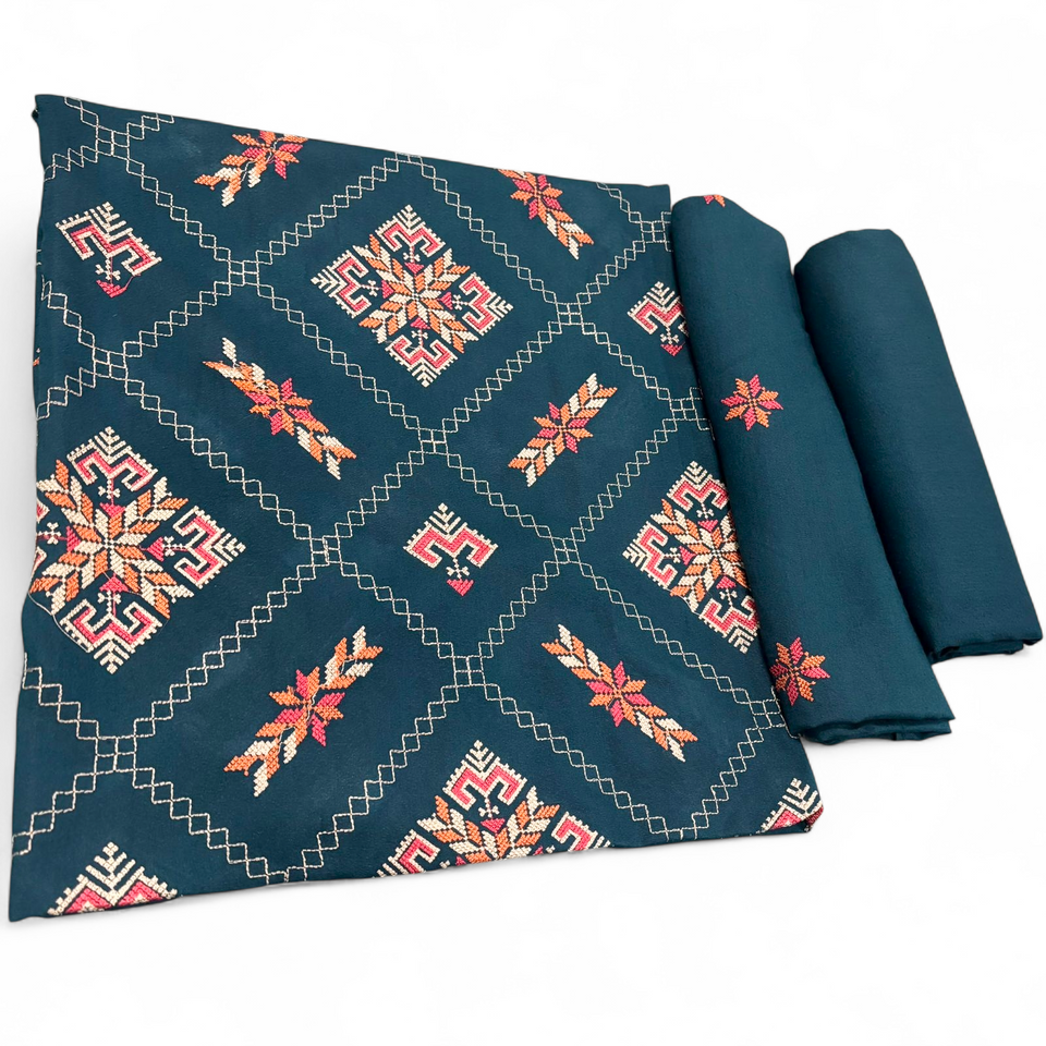 Zinc unstitched Karandi embroidered 2-piece suit WKU-935 by TANIAZE — shirt and trouser