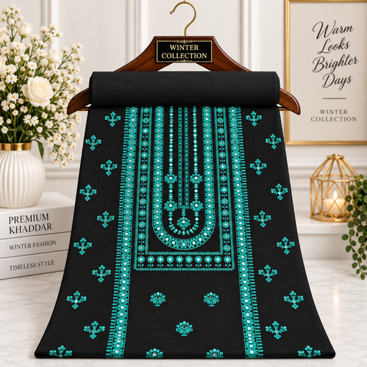 Black Khaddar Embroidered 2-Piece Suit – Design 283 – Image 1 | TANIAZE