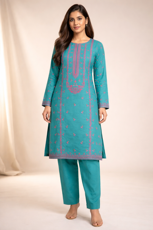 2 PIECE - EMBROIDERED LAWN SUIT SCV1-1530