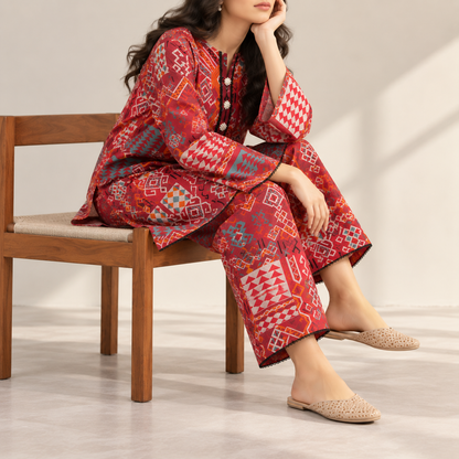 Printed Khaddar Stitched 2-Piece Suit | Style 04 — product photograph 3 | TANIAZE