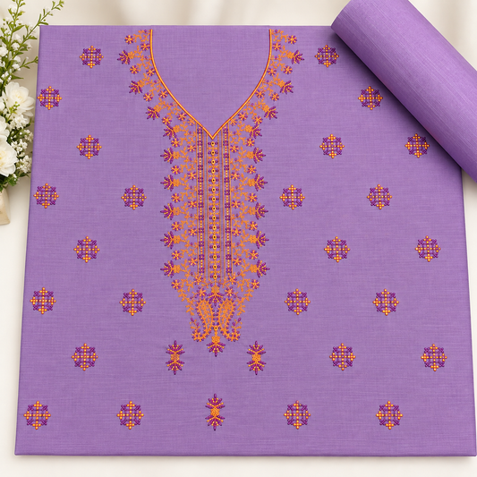 Lavender Khaddar Embroidered 2-Piece Suit – Design 311