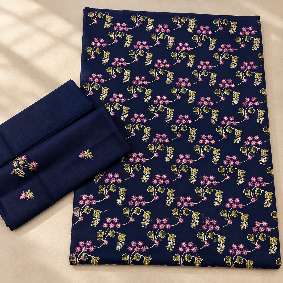 Navy Blue Embroidered 2-Piece Suit – TZAJ-2406