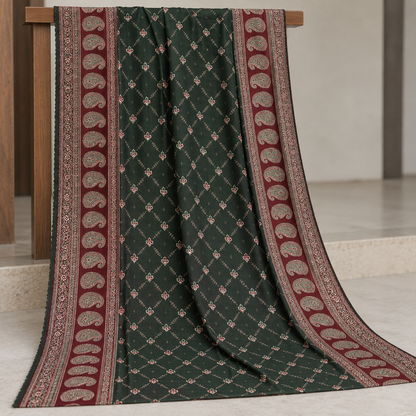 Naira printed khaddar stitched 3 piece suit with khaddar dupatta - TANIAZE