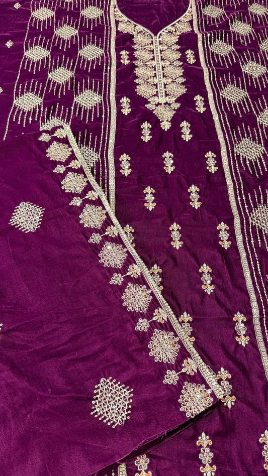 VELVET EMBROIDERED 3-PIECE TZAJ-266