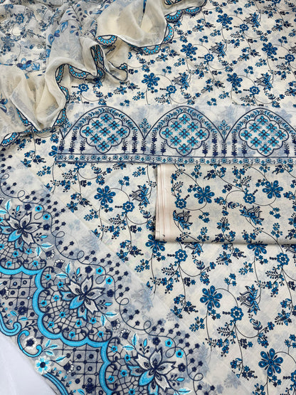 MARIA B LUXURY LAWN 3PC CHIFFON DOPATTA