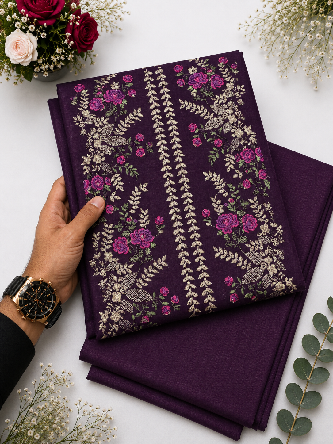 KHADDAR EMBROIDERED 2PC