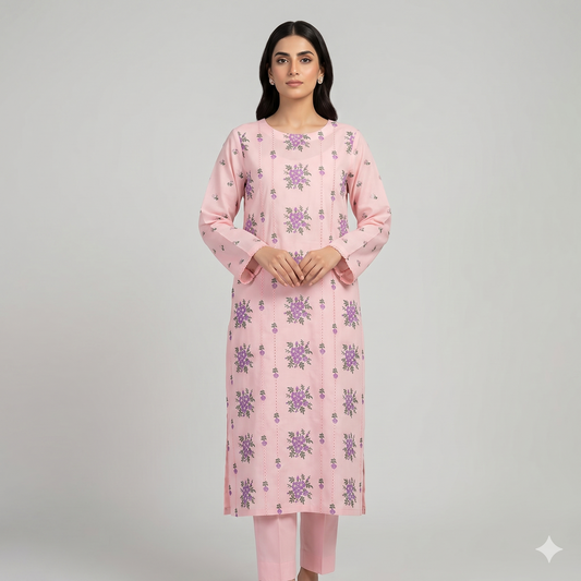2 PIECE - EMBROIDERED LAWN SUIT SCV1-1782