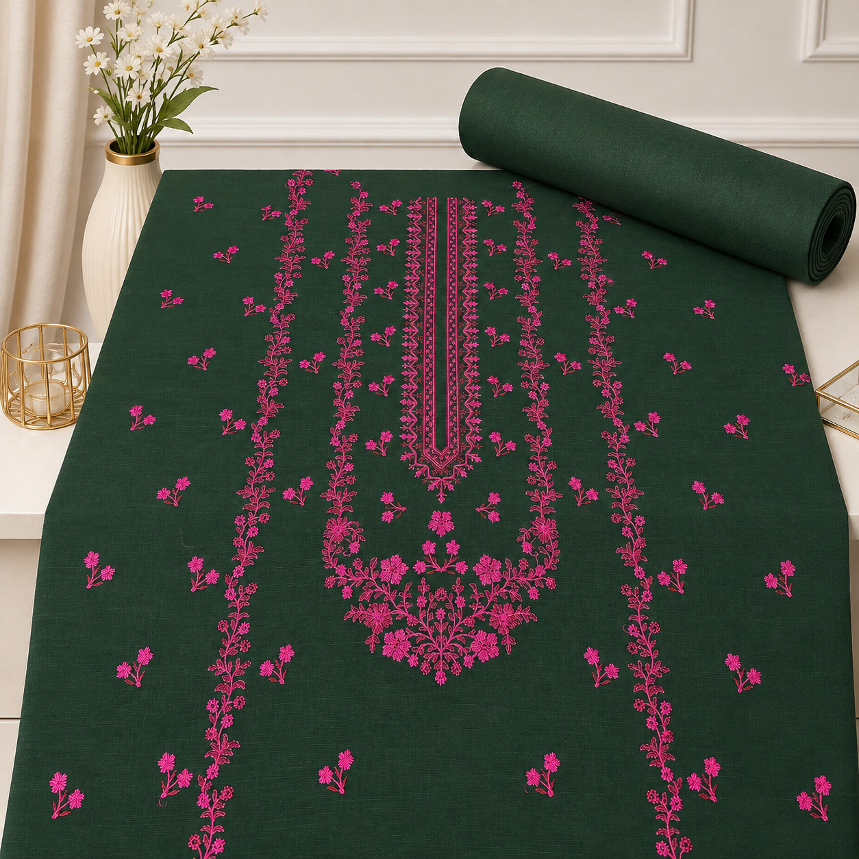 KHADDAR EMBROIDERED 2PC