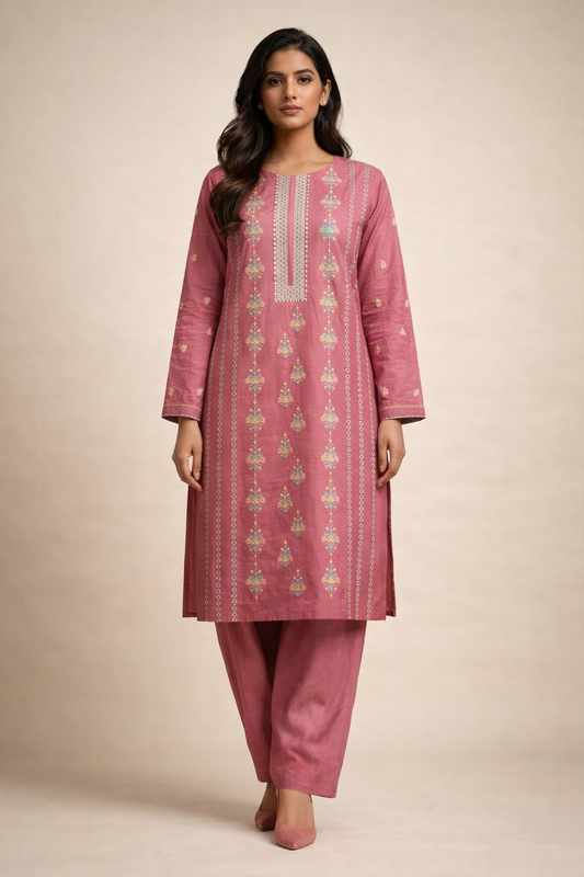 2 PIECE - EMBROIDERED LAWN SUIT SCV1-1546