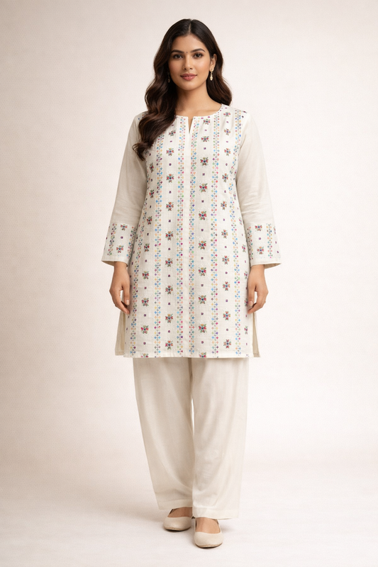 2 PIECE - EMBROIDERED LAWN SUIT SCV1-1534