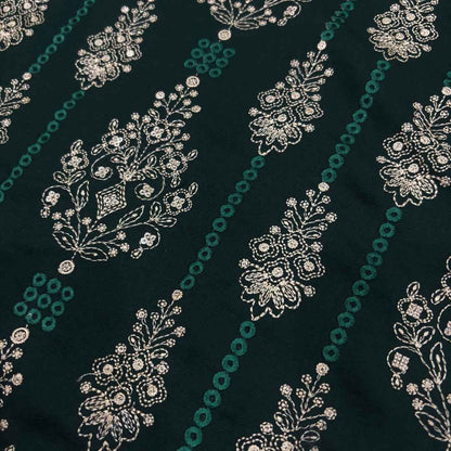 Bottle Green women's unstitched Karandi embroidered 3-piece suit TZAJ-179 by TANIAZE