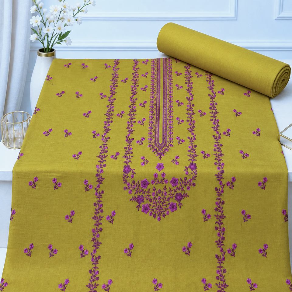 Lime Green Khaddar Embroidered 2-Piece Suit – Design 234