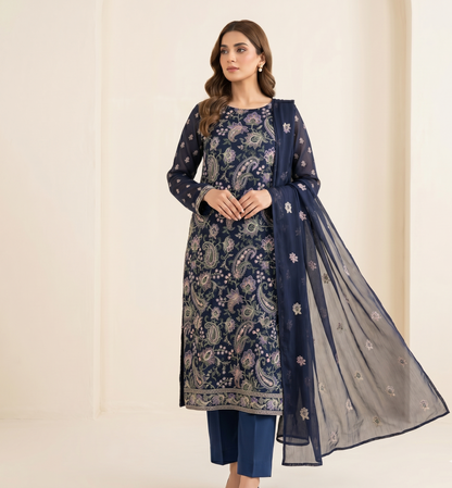 LAWN EMBROIDERED 3PC CHIFFON DOPATTA