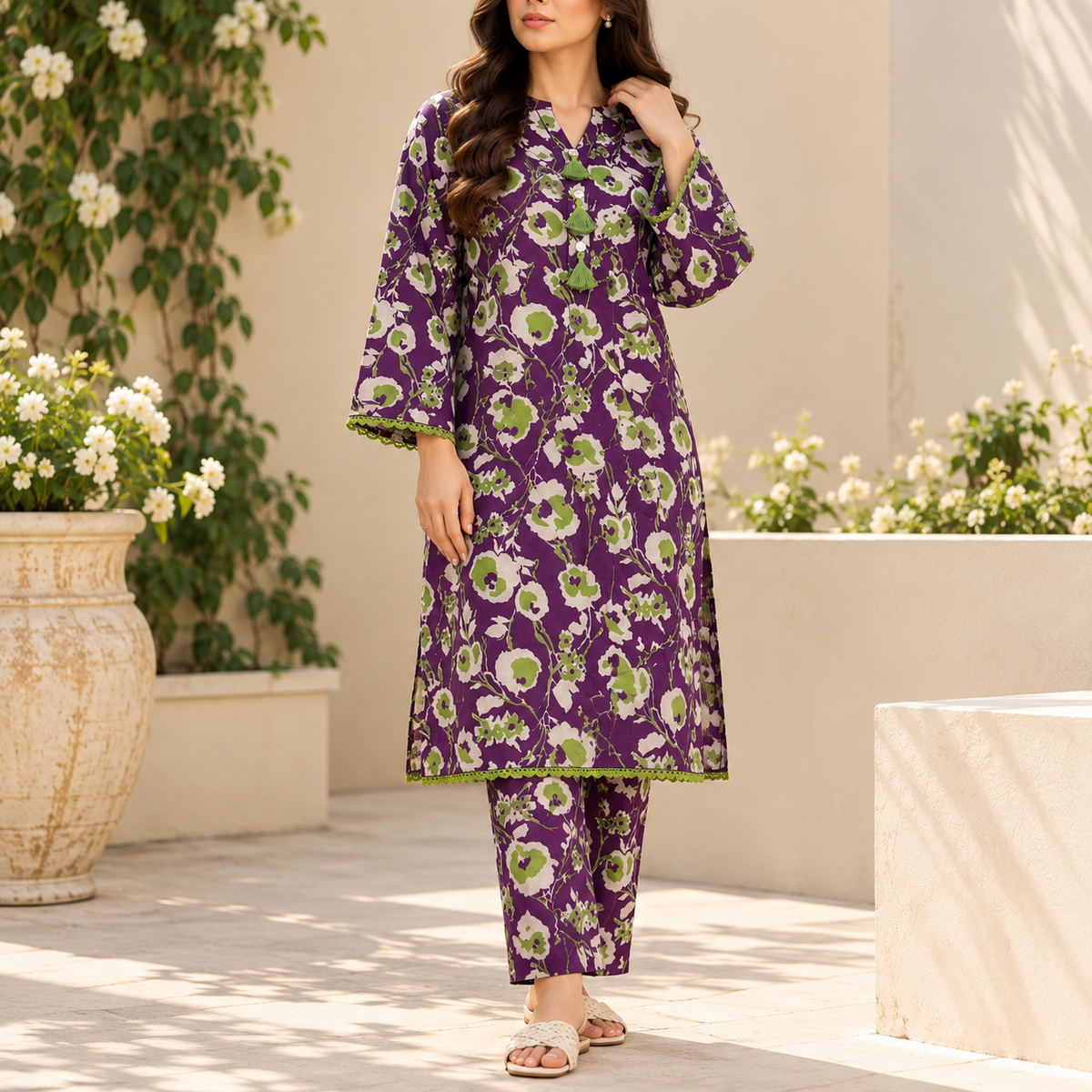 Printed Khaddar Stitched 2-Piece Suit | Style 03 — product photograph 1 | TANIAZE