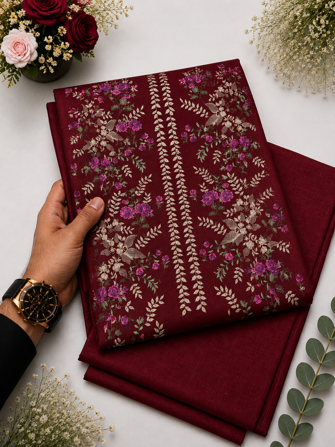 KHADDAR EMBROIDERED 2PC