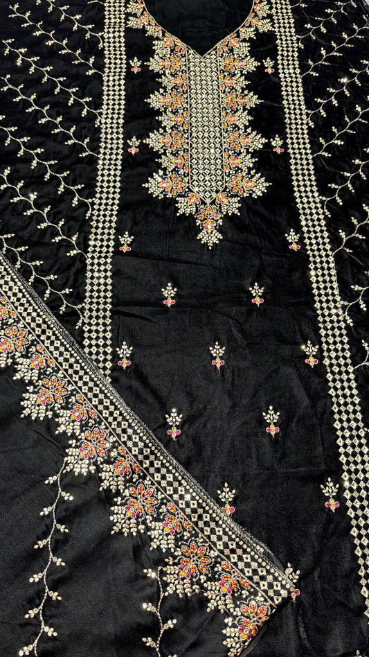 VELVET EMBROIDERED 3-PIECE TZAJ-229