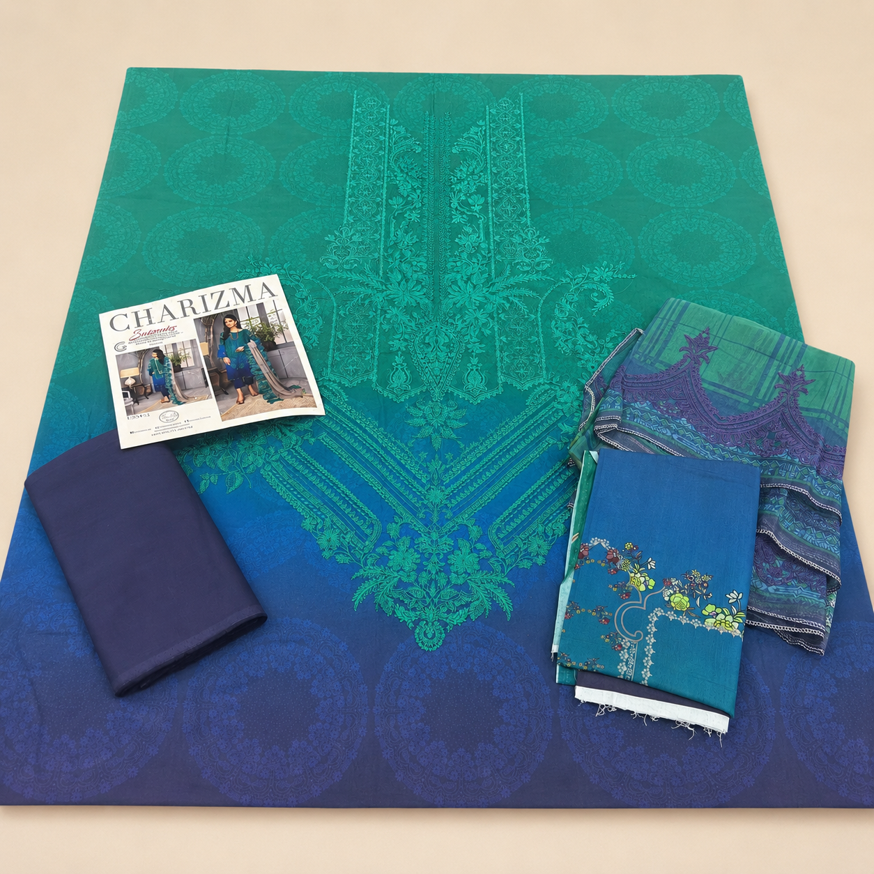 Charizma Swiss lawn embroidered 3pc