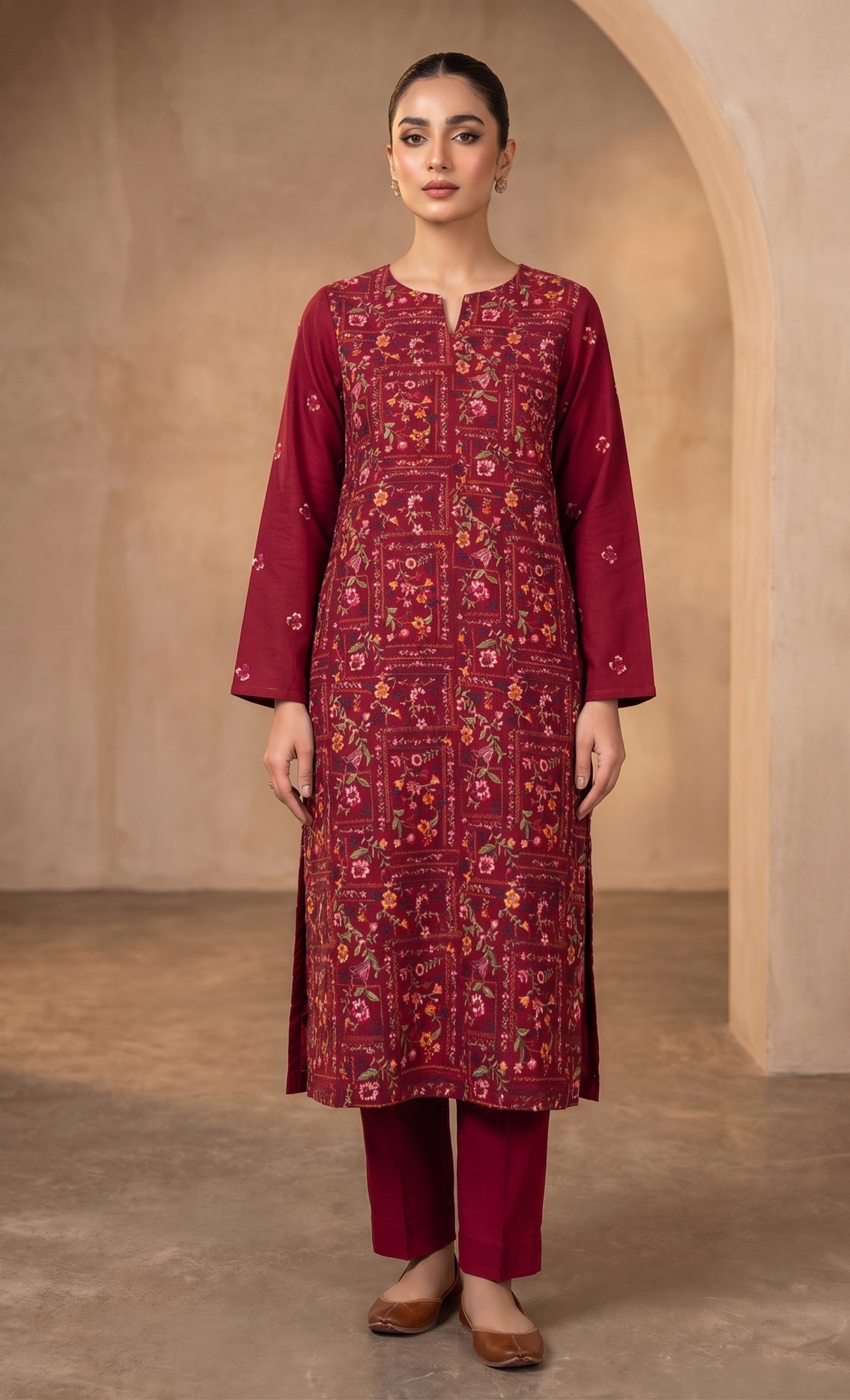 2 PIECE - EMBROIDERED LAWN SUIT SCV1-1812
