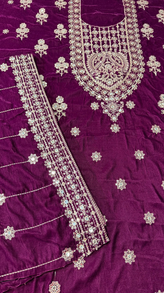 VELVET EMBROIDERED 3-PIECE TZAJ-277