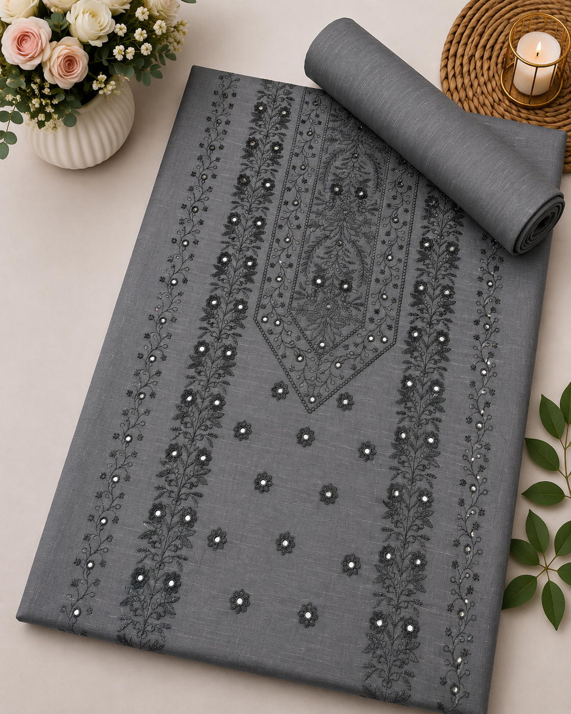 KHADDAR EMBROIDERED 2PC