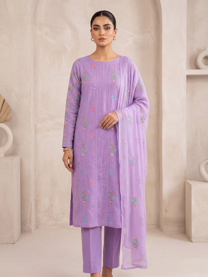 LAWN EMBROIDERED 3PC CHIFFON DOPATTA
